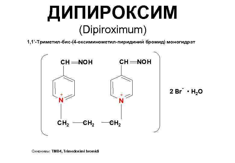    ДИПИРОКСИМ     (Dipiroximum) 1, 1’-Триметил-бис-(4 -оксиминометил-пиридиний бромид) моногидрат