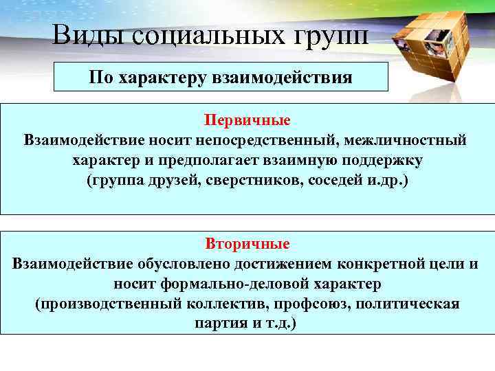 Презентация на тему социальные общности и группы