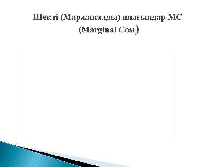 Шекті (Маржиналды) шығындар МС  (Marginal Cost) 