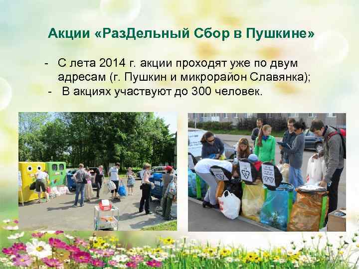 Акции «Раз. Дельный Сбор в Пушкине» - С лета 2014 г. акции проходят уже