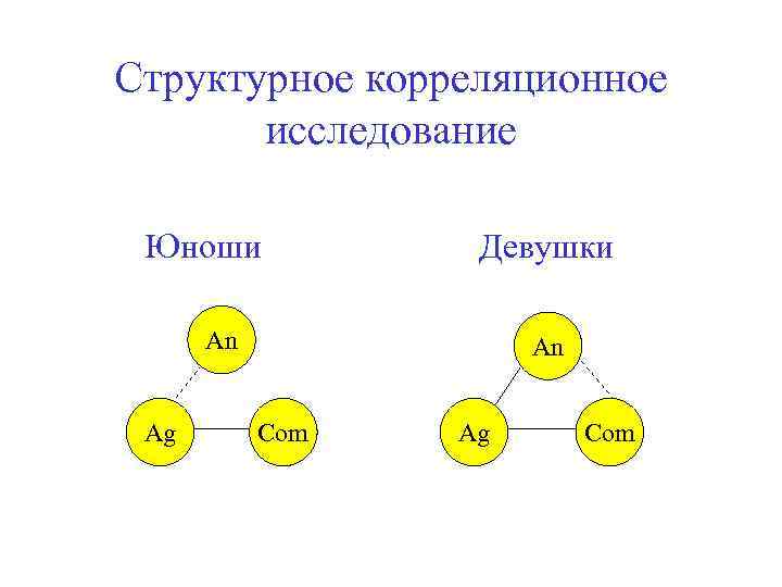 Структурное корреляционное  исследование  Юноши  Девушки  An  Аg  Com