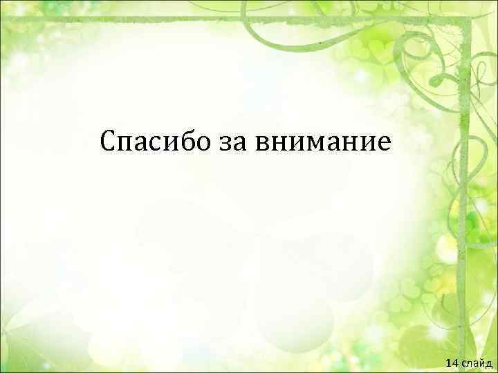 Спасибо за внимание      14 слайд 