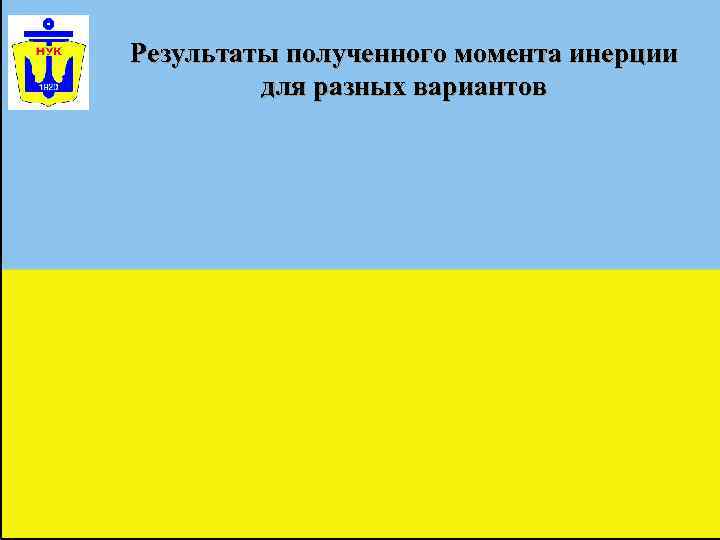 Результаты полученного момента инерции   для разных вариантов 