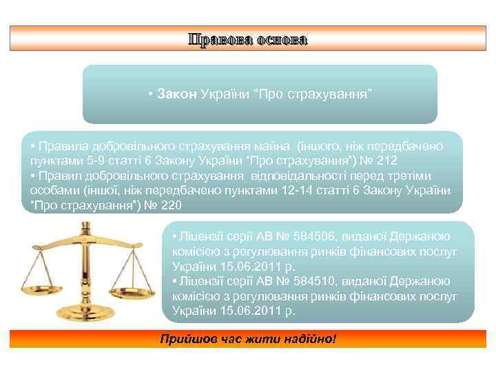      Правова основа    • Закон України “Про