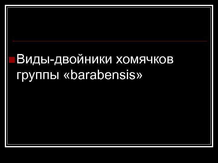 n Виды-двойники хомячков группы «barabensis» 