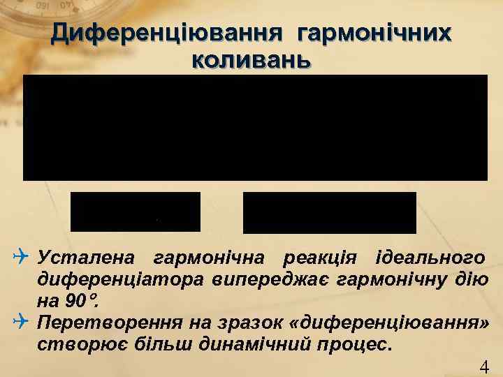   Диференціювання гармонічних   коливань  Усталена гармонічна реакція ідеального  диференціатора