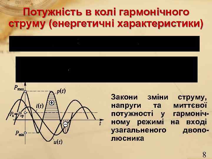  Потужність в колі гармонічного струму (енергетичні характеристики)    Закони зміни струму,