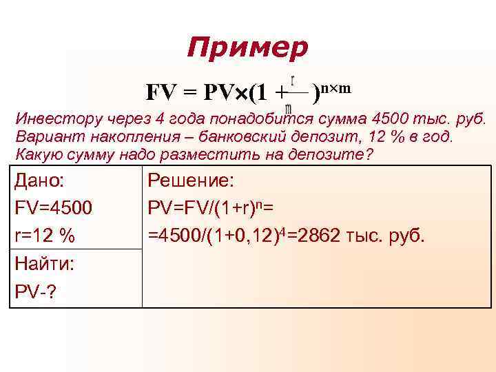 Какую сумму надо. FV PV 1+R N. FV=PV(1+Nr). FV = PV (1+R)^T. (FV- PV) / PV.