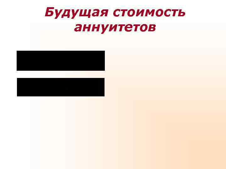 Будущая стоимость аннуитетов Будущая стоимость аннуитетов