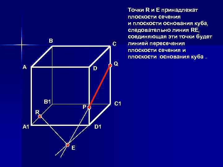       Точки R и E принадлежат   