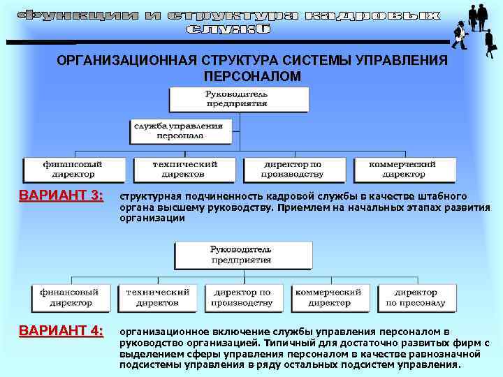   ОРГАНИЗАЦИОННАЯ СТРУКТУРА СИСТЕМЫ УПРАВЛЕНИЯ     ПЕРСОНАЛОМ ВАРИАНТ 3: 