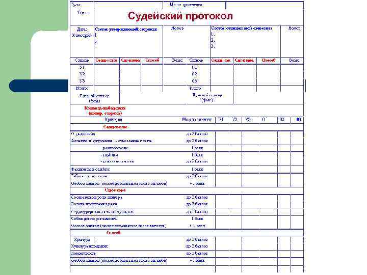 Судейский протокол 