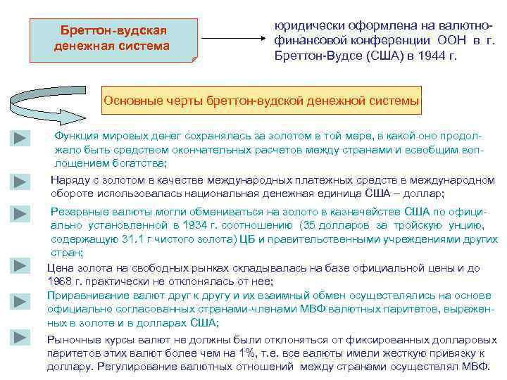  Бреттон-вудская    юридически оформлена на валютно  денежная система  