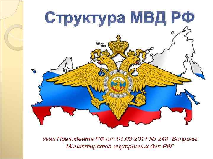 Структура МВД РФ Указ Президента РФ от 01. 03. 2011 № 248 