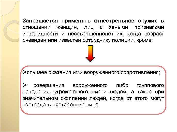 Запрещается применять. Запрещается применять оружие в отношении. Запрещается применение огнестрельного оружия в отношении. Когда запрещается применять огнестрельное оружие. В отношении кого запрещается применять огнестрельное оружие.