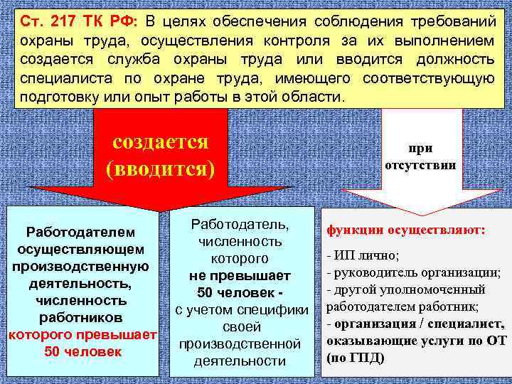  Ст.  217 ТК РФ:  В целях обеспечения соблюдения требований  охраны