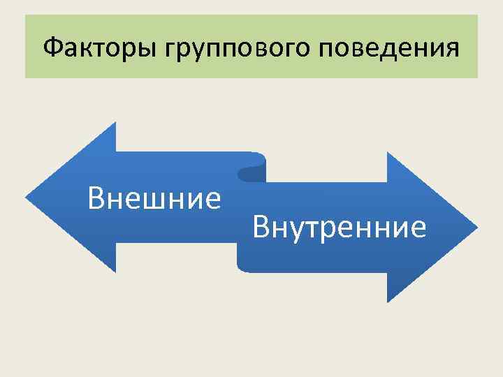 Факторы группового поведения Внешние    Внутренние 