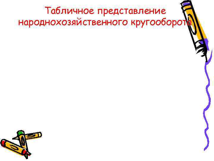  Табличное представление народнохозяйственного кругооборота 