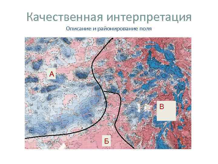 Качественная интерпретация Описание и районирование поля А В Качественная интерпретация Описание и районирование поля А В