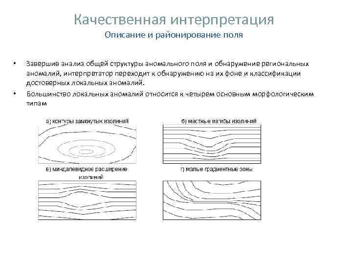 Качественная интерпретация Описание и районирование поля Качественная интерпретация Описание и районирование поля
