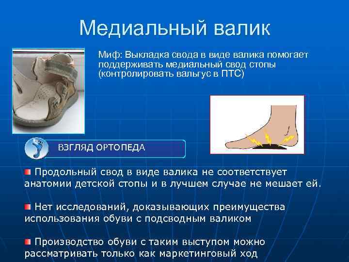    Медиальный валик   Миф: Выкладка свода в виде валика помогает