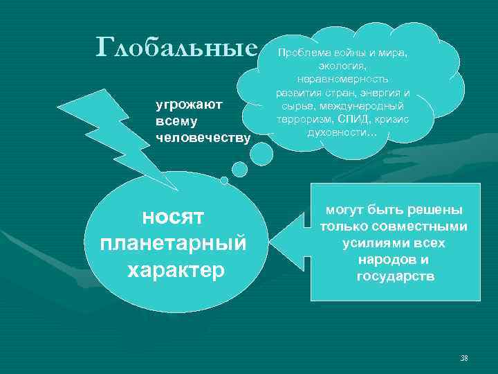 Глобальные проблемы. Проблема войны и мира,     экология,   