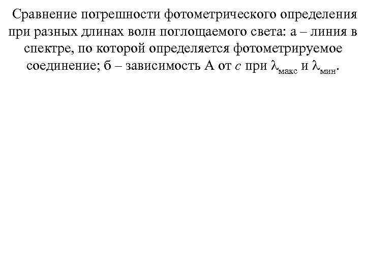 Сравнение погрешности фотометрического определения при разных длинах волн поглощаемого света: а – линия в
