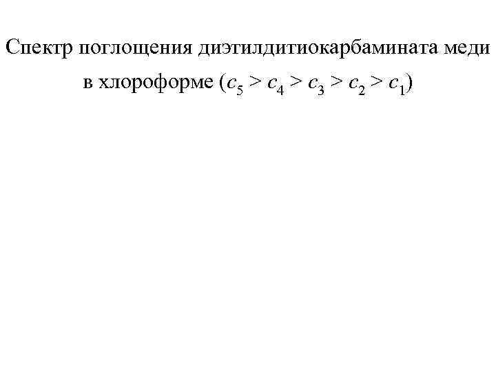 Спектр поглощения диэтилдитиокарбамината меди  в хлороформе (c 5 > c 4 > c
