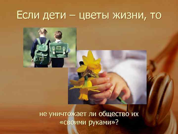 Если дети – цветы жизни, то   не уничтожает ли общество их 