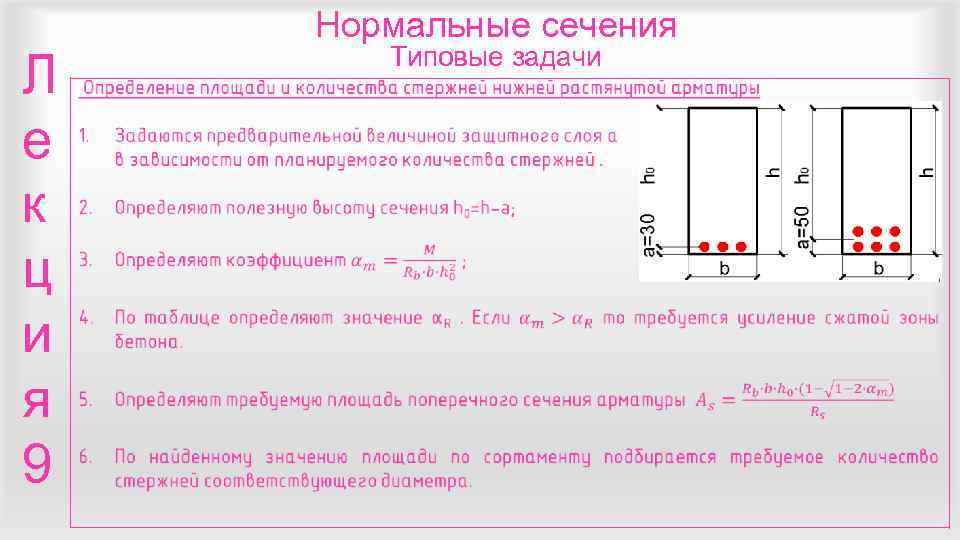  Нормальные сечения  Типовые задачи Л  е к ц и я