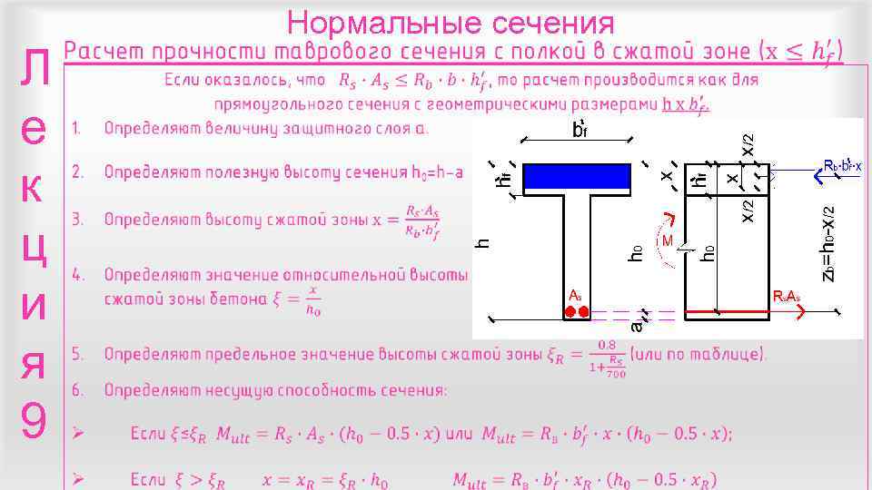 Расчет прочности нормального сечения