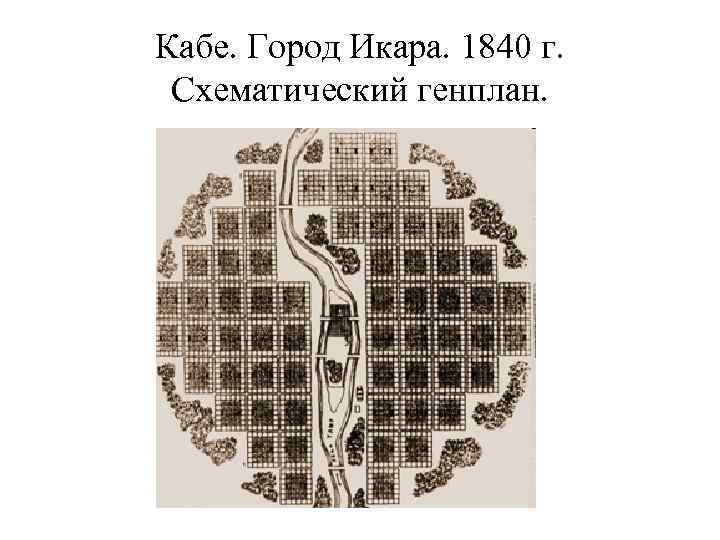 Кабе. Город Икара. 1840 г.  Схематический генплан. 