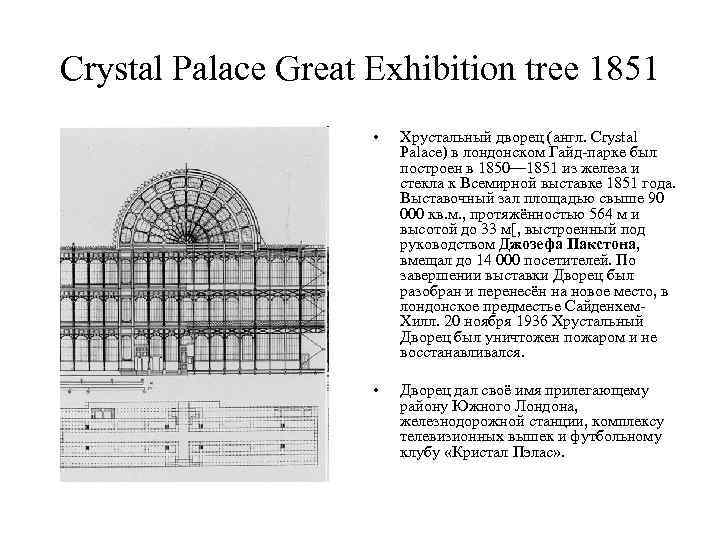 Crystal Palace Great Exhibition tree 1851 • Хрустальный дворец (англ. Crystal Palace) в лондонском