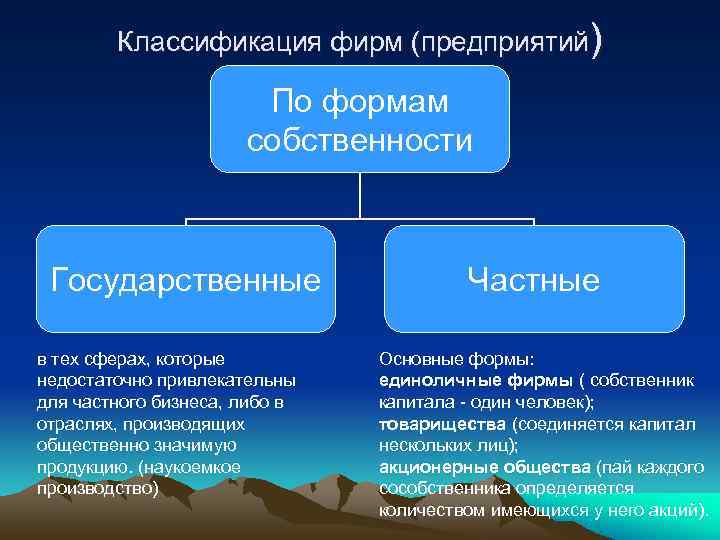   Классификация фирм (предприятий)     По формам   