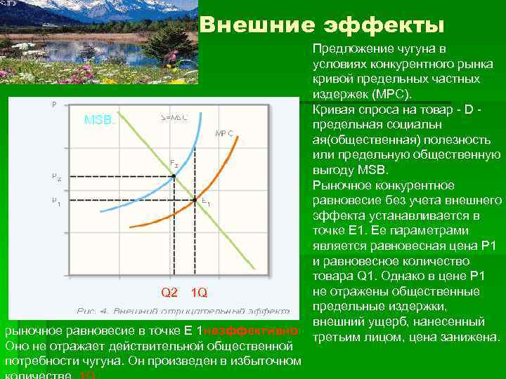      Внешние эффекты     Предложение чугуна в