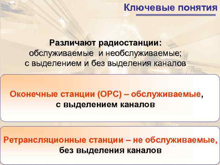      Ключевые понятия    Различают радиостанции:  