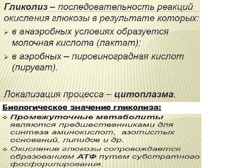 Биологическое значение гликолиза: Биологическое значение гликолиза: