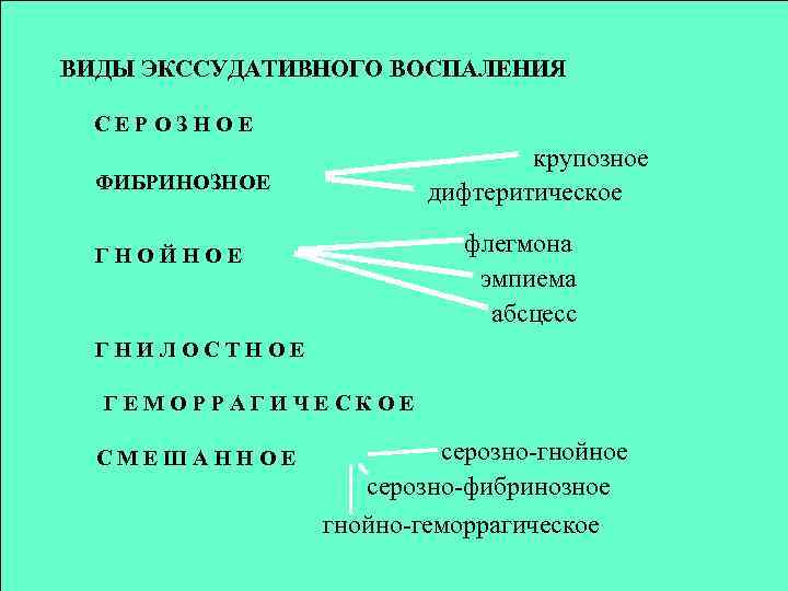 Виды экссудативного воспаления