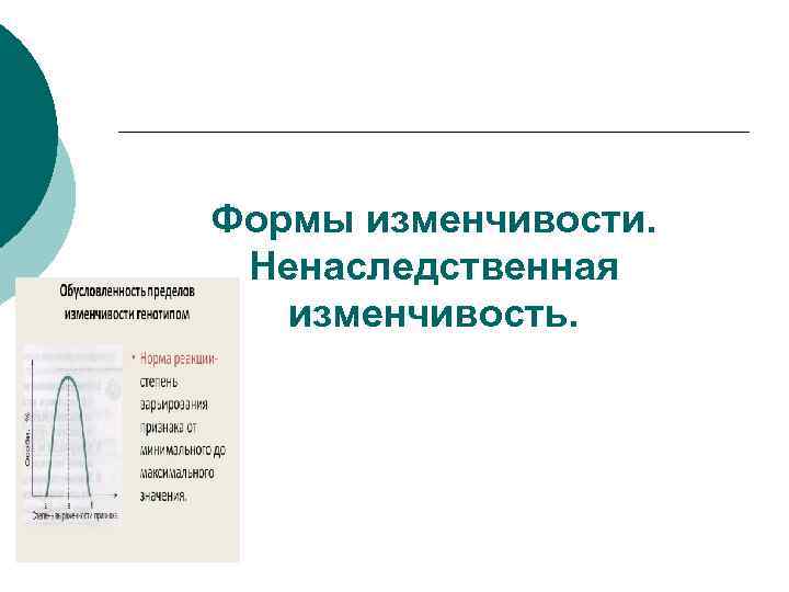 Формы изменчивости.  Ненаследственная  изменчивость. 