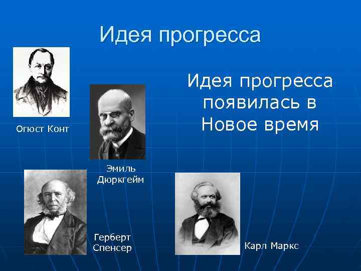    Идея прогресса     появилась в Огюст Конт 