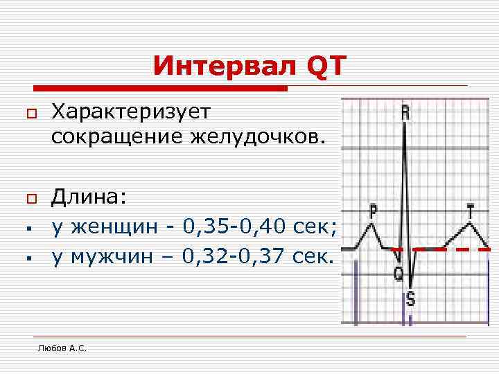    Интервал QT o Характеризует  сокращение желудочков.  o Длина: §
