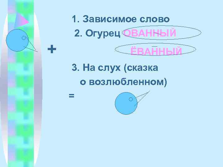   1. Зависимое слово 2. Огурец ОВАННЫЙ +   ЁВАННЫЙ 3. На