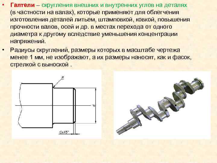 Галтель на валу чертеж