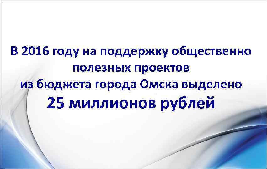 В 2016 году на поддержку общественно  полезных проектов  из бюджета города Омска