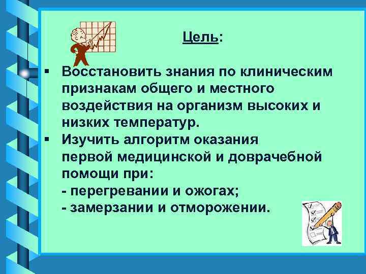    Цель:  § Восстановить знания по клиническим  признакам общего и