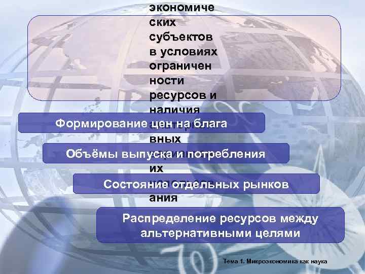   экономиче   ских   субъектов   в условиях 