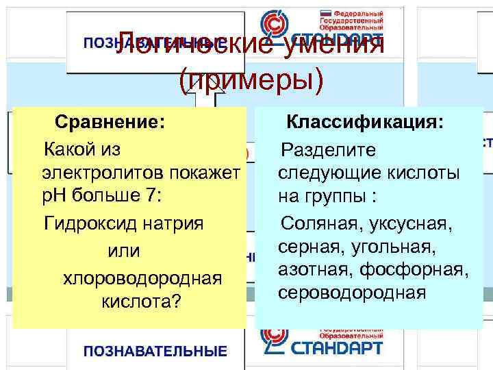   Логические умения   (примеры)  Сравнение:   Классификация:  Какой