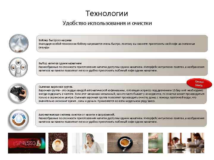 Технологии Удобство использования и очистки Технологии Удобство использования и очистки