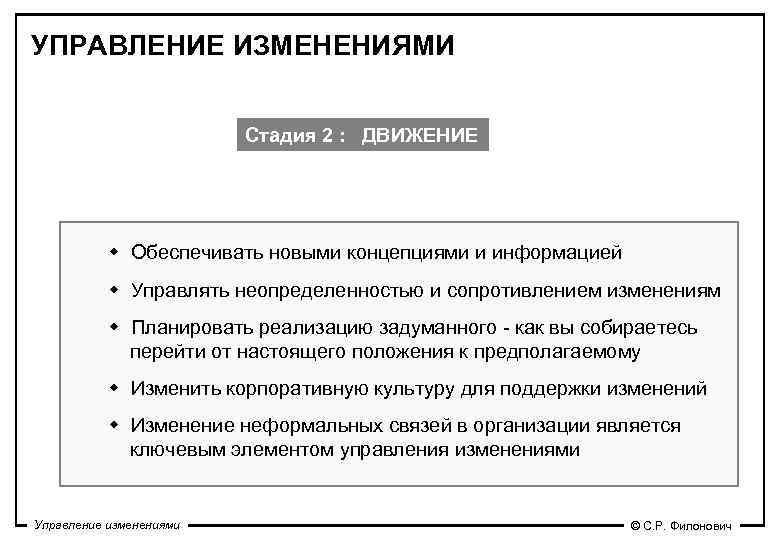 Управляемое изменение. Управление изменениями. Задачи управления изменениями. Этапы процесса управления переменами. Стадии управления изменениями.