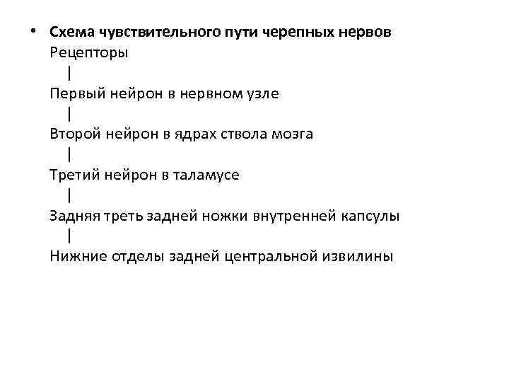  • Схема чувствительного пути черепных нервов  Рецепторы  |  Первый нейрон